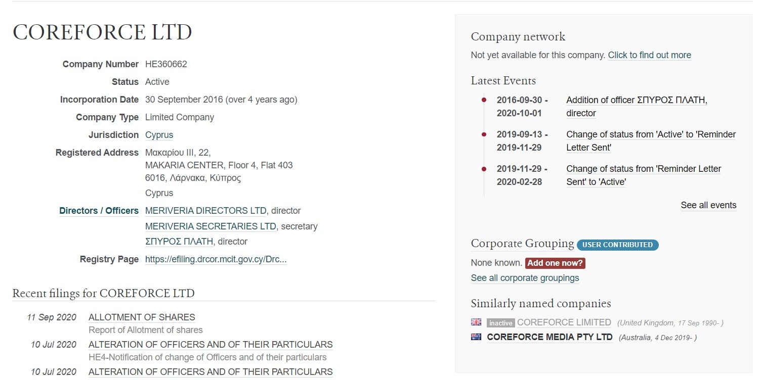 COREFORCE LTD